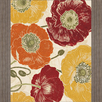 Bold Autumn Poppies - 28" x 34" Framed Wall Art - Orange
