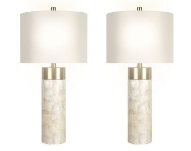"Luminous Shell" Shell And Metal Table Lamp (Set of 2) - Natural Shell / Soft Gold / Beige