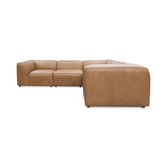 Form - Seccional modular de cuero clásico en forma de L - Marrón claro