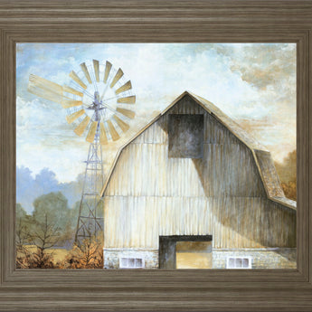 Barn Country By White Ladder - Framed Print Wall Art - Beige