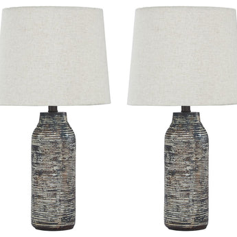 Mahima - Paper Table Lamp (Set of 2) - Black / White