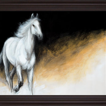 Wild Ember Stallion - 28" x 34" Framed Wall Art - Black
