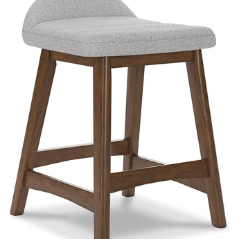 Lyncott - Upholstered Barstool (Set of 2) - Light Gray / Brown