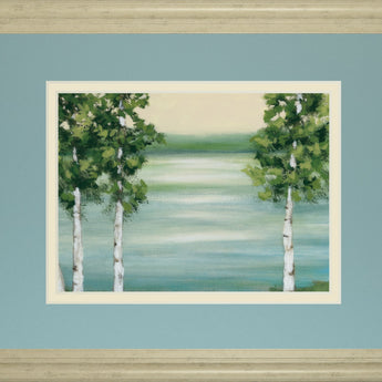 Quiet Lake By Rita Vindeszia - Framed Print Wall Art - Light Blue