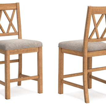 Havonplane - Taburete de bar tapizado (juego de 2) - Marrón