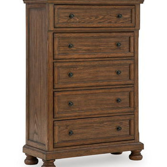 Zackaryn - Five Drawer Chest - Warm Brown