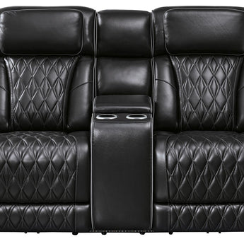 Boyington - Power Reclining Loveseat with Console/ Adj Headrest - Black