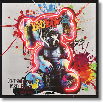 Rebel Splash Bear - 33" x 33" Framed Wall Art - Red