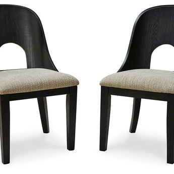 Rowanbeck - Silla de comedor tapizada (juego de 2) - Gris/Negro