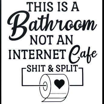 "Quirky Restroom Reminder" Canvas In Frame - Black / White