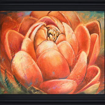 Saffron Petal Radiance - 28" x 34" Framed Wall Art - Orange