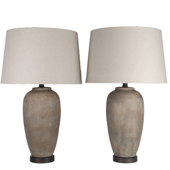 Earthen Elegance Ceramic & Metal Table Lamp (Set of 2) - Earthen / Oil Bronze