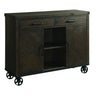 Colorado server in dark brown, angled view with two drawers, two chevron doors and open center shelves