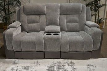 Mixed Motion - Power Reclining Loveseat With Console / Adjustable Headrest - Shadow