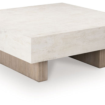 Jorlaina - Square Cocktail Table With Faux Cement Top - Light Grayish Brown