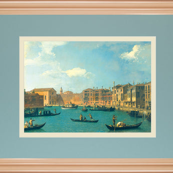 View Of The Canal Of Santa Chiara By Antonia Canaletto - Framed Print Wall Art - Blue
