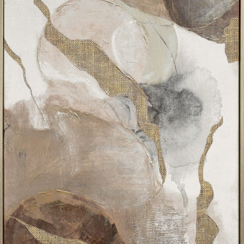 "Ethereal Whispers I" Hand-Embellished Canvas In Frame - Brown / Beige / Gray