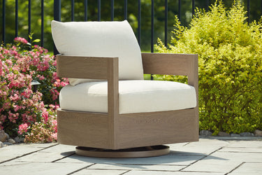 Serene Bay - Silla giratoria con cojín - Marrón oscuro/Blanco