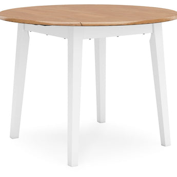 Gesthaven - Round Dining Room Drop Leaf Table - Natural / White