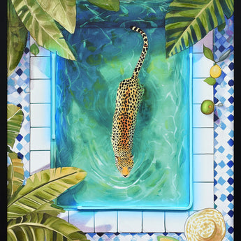 Poolside Prowl Hand-Embellished LED Canvas In Frame - Green / Blue