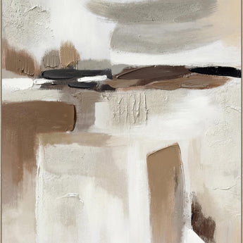 Browns and Blacks - Hand-painted Canvas in Frame - Beige