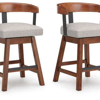 Ralene - Upholstered Swivel Barstool (Set of 2) - Medium Brown