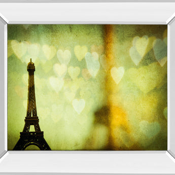 Wishful Hearts Il By Irene Suchucki - Mirror Framed Print Wall Art - Green