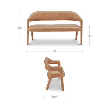 Martens - Dining Bench Leather - Tan