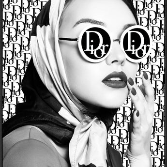 Monochrome Glamour Muse - 32" x 48" Framed Wall Art - Dark Gray