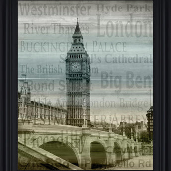 Foggy Landmark View - 28" x 34" Framed Wall Art - Gray