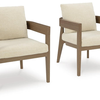 Serene Bay - Arm Chair With Cushion (Set of 2) - Dark Brown / White