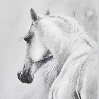 32x47 Hand Painted Textured Canvas - Pearl Silver