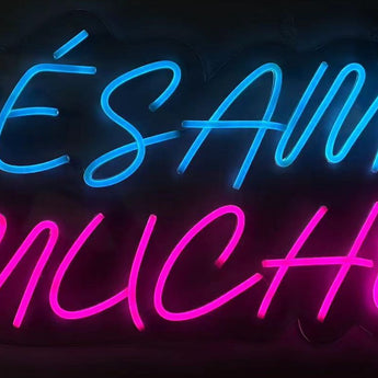 "Besame Mucho" LED Neon On Acrylic - Blue / Pink / Clear