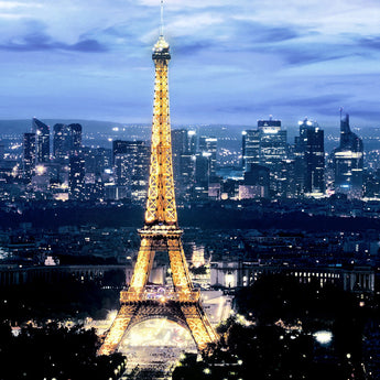 Floating Tempered Glass With Foil Eiffel Tower - Blue