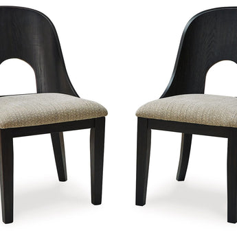 Rowanbeck - Silla de comedor tapizada (juego de 2) - Gris/Negro
