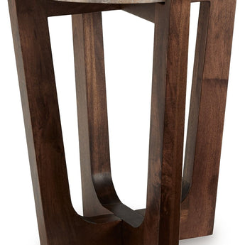 Tanidore - Round End Table - Warm Brown