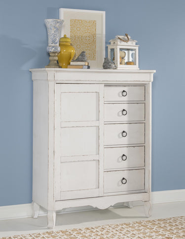 Vintage Market - Sliding Door Chest 5 Drawer - Picket Fence