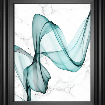 22x26 Teal Ribbons I By Irena Orlov - Light Blue
