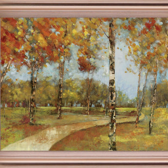 Golden Birch Trail - 28" x 34" Framed Wall Art - Light Brown