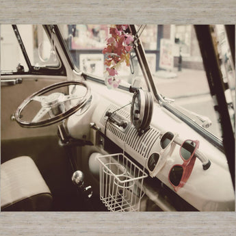 Retro Roadway Charm - 28" x 34" Framed Wall Art - Beige