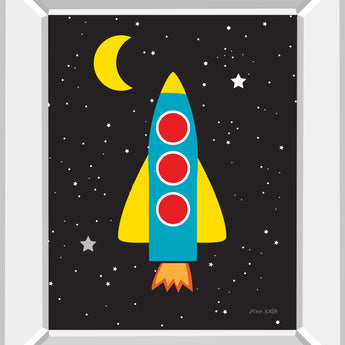 Blast Off By Ann Kelle - Mirror Framed Print Wall Art - Black