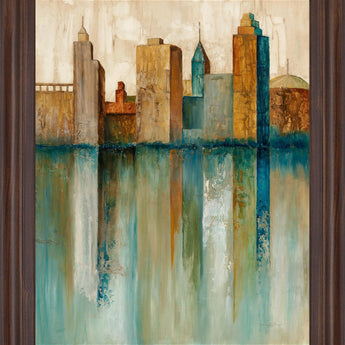 Amber Skyline - 28" x 34" Framed Wall Art - Blue