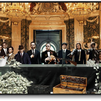 Opulent Underworld Gathering - 32" x 63" Framed Wall Art - Gold