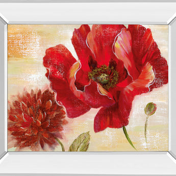 Passion For Poppies Il By Nan - Mirror Framed Print Wall Art - Red