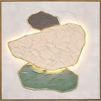 Earthen Forms II Hand-Painted LED Canvas In Frame - Beige / Blush