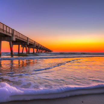 Temp Glass With Foil - Jacksonville Beach Pier - Blue