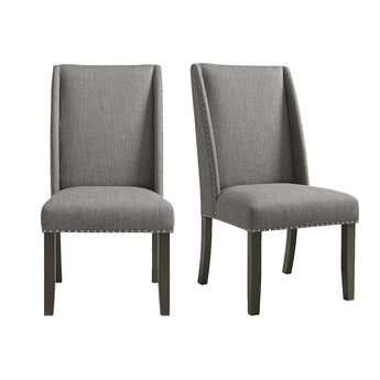 Everdeen - Side Chair With Gray Fabric and Nail Heads (Set of 2) - Charcoal
