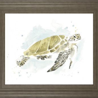 22x26 Watercolor Sea Turtle Study I By June Erica Vess - Beige