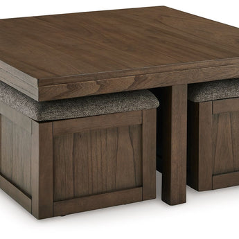 Boardernest - Cocktail Table With 4 Stools (Set of 5) - Brown