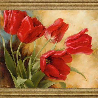 Scarlet Tulip Whirl - 28" x 34" Framed Wall Art - Red
